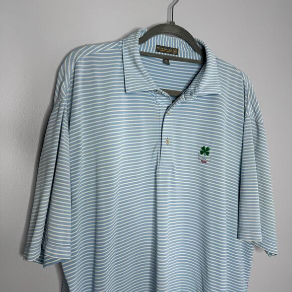 Peter Millar Men's Cottage Blue Donald Stripe Stretch Mesh Polo Shirt Golf Sz XL - Picture 4 of 8